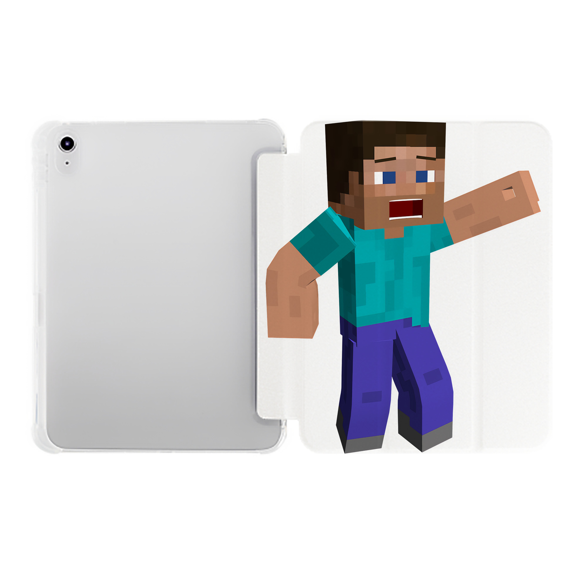 （画像用） マインクラフト ブロックの世界 Minecraft MC Block world IPad ケース ペン収納付き 三つ折りスタンド PUレザー×シリコン 対応機種9.5/10.5/10.9インチ
